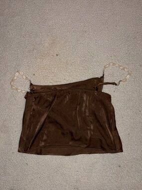 Thirty/Thirty LA Brown Satin Crop Top